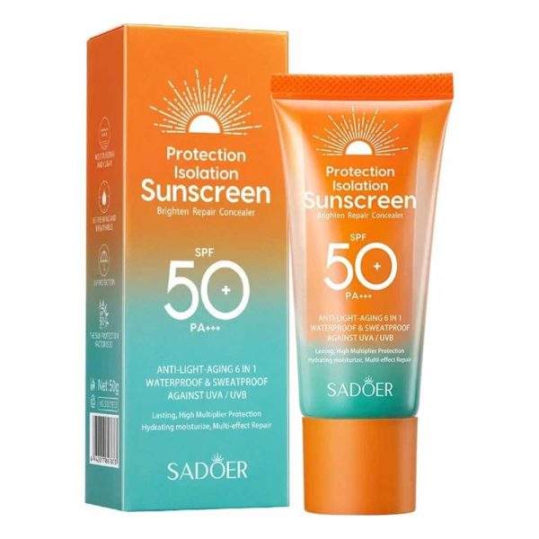 کرم ضد آفتاب سادور SPF50 با خاصیت آبرسانی و ترمیم کننده