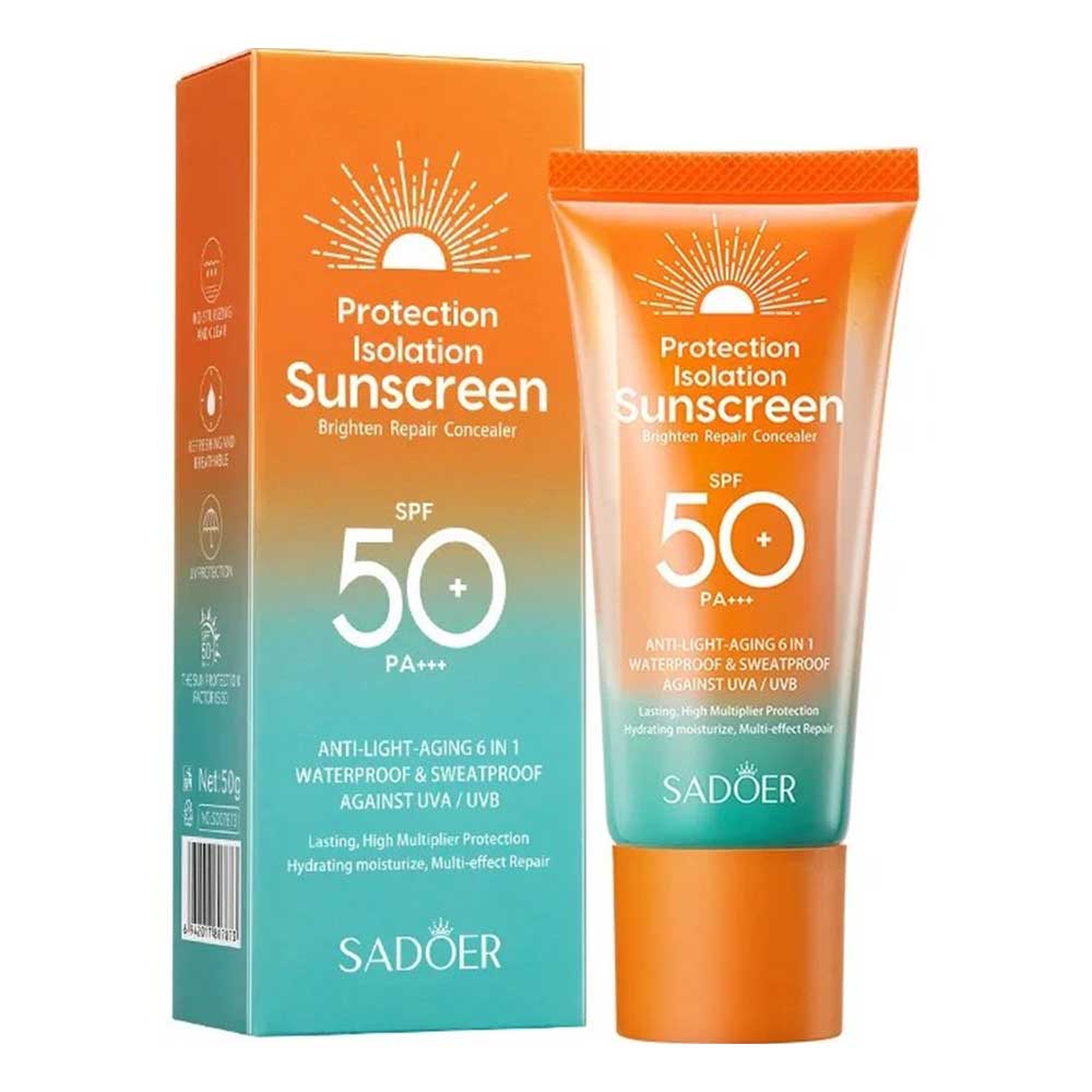 کرم ضد آفتاب سادور SPF50 با خاصیت آبرسانی و ترمیم کننده