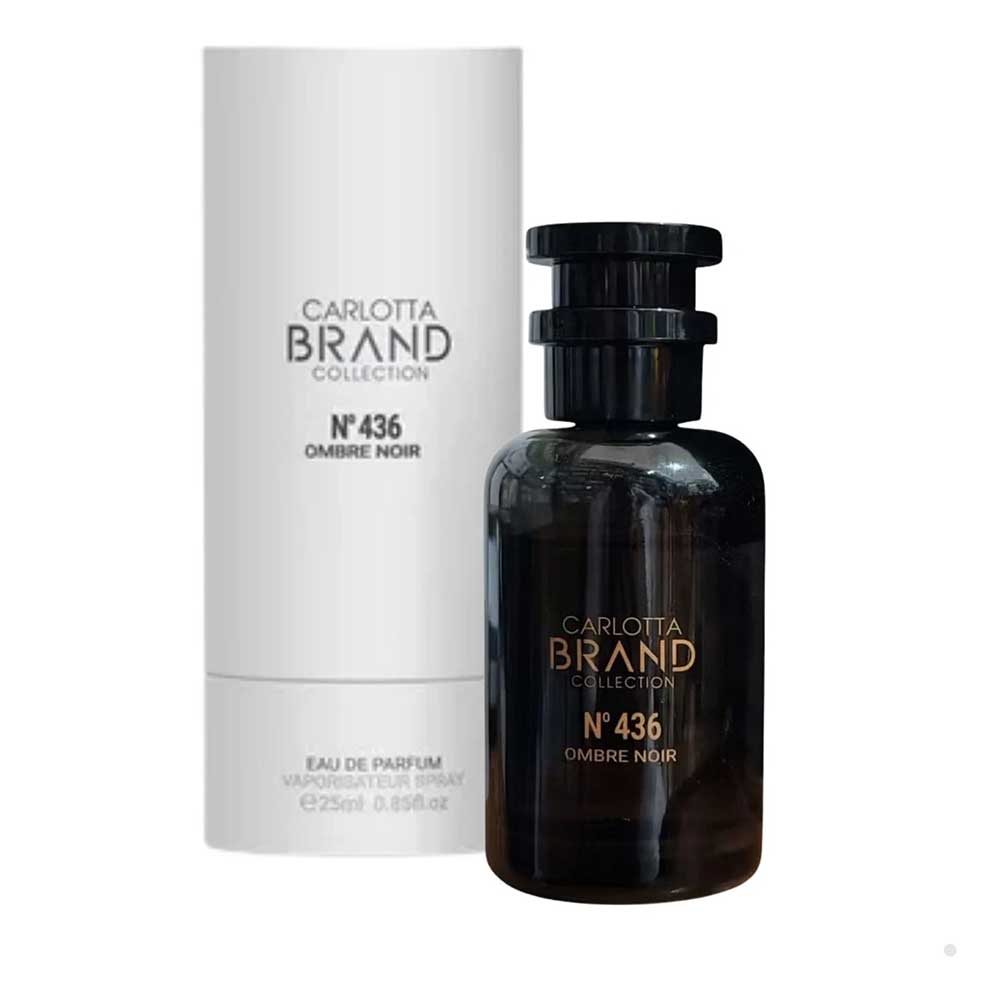 عطر برند کالکشن کد 436 امبر نومد ادوپرفیوم یونیسکس بطری شیشه‌ای تیره با جعبه سفید و درب مشکی