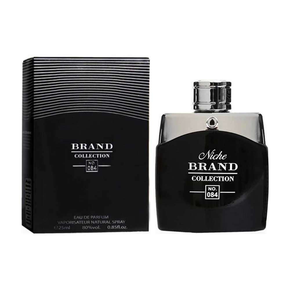 عطر مردانه کالکشن 084 ادوپرفیوم با شیشه مشکی و درب نقره ای، مدل مشابه مون بلان لجند حجم 25 میل