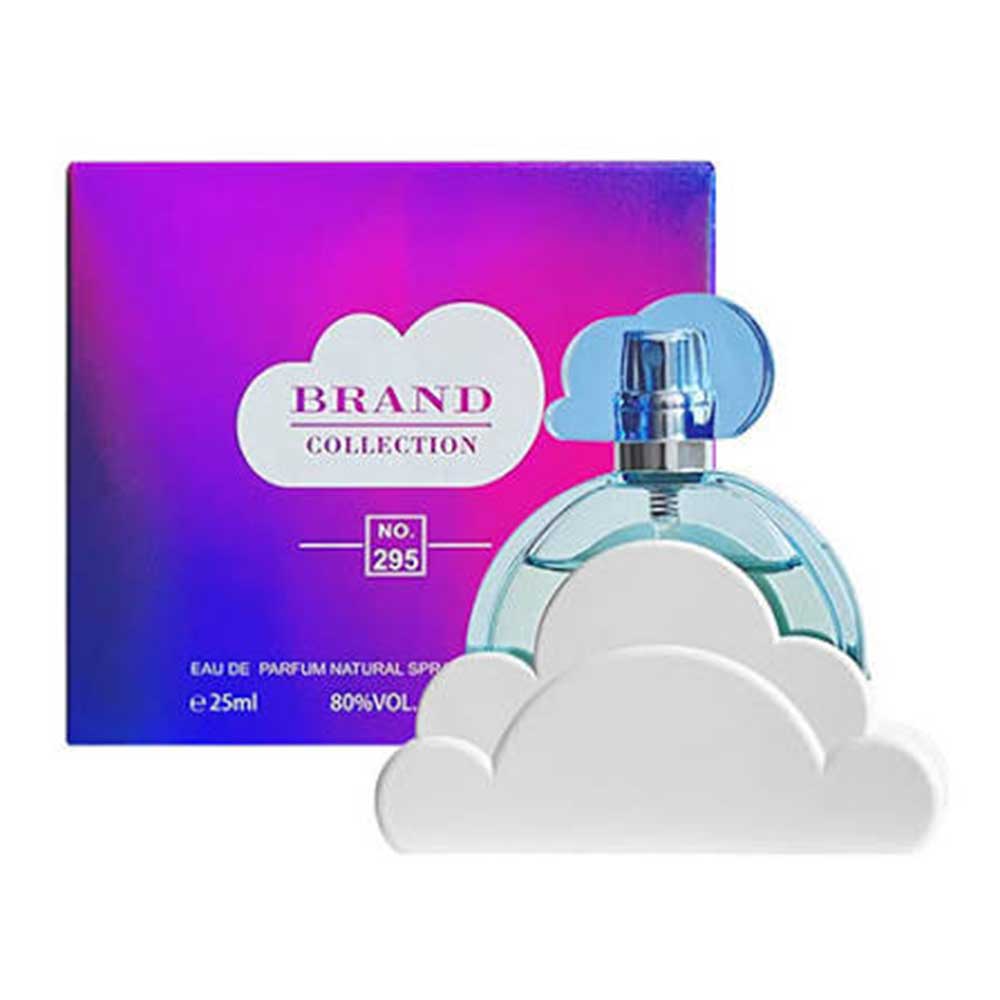 عطر ادکلن آریانا گرانده کلود 25 میل زنانه با بسته‌بندی جعبه‌ای گرادیان صورتی و بنفش و شیشه ابری سفید و آبی